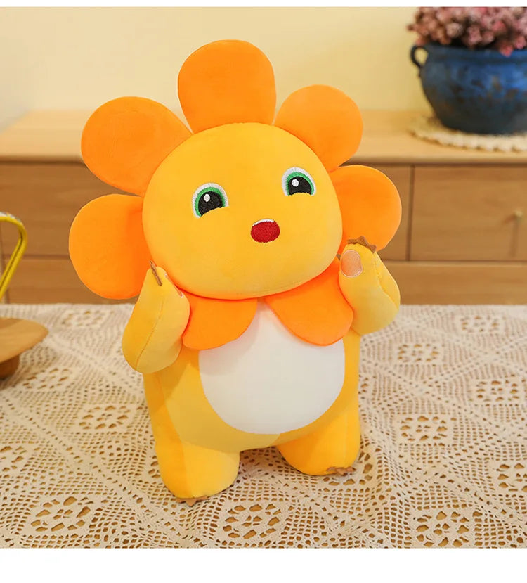 Kawaii Sunflower Nailong Plush Toy Cartoon Smile Dinosaur Silly Cute Stuffed Anime Sofa Pillow Room Decor for Kids Birthday Gift
