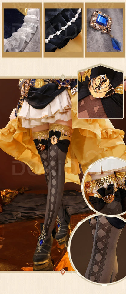 IN STOCK Navia Cosplay Costume Game Genshin Impact DokiDoki-SR Women Halloween Costume Metal Accessories Medieval Navia Wig