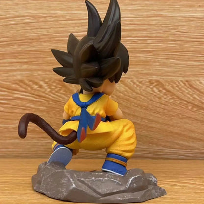 Dragon Ball 15cm Childhood Little Goku Hugs Puer Ya Mu Tea Little Follower Figures Statue Pvc Model Statue Collection Toys Gift