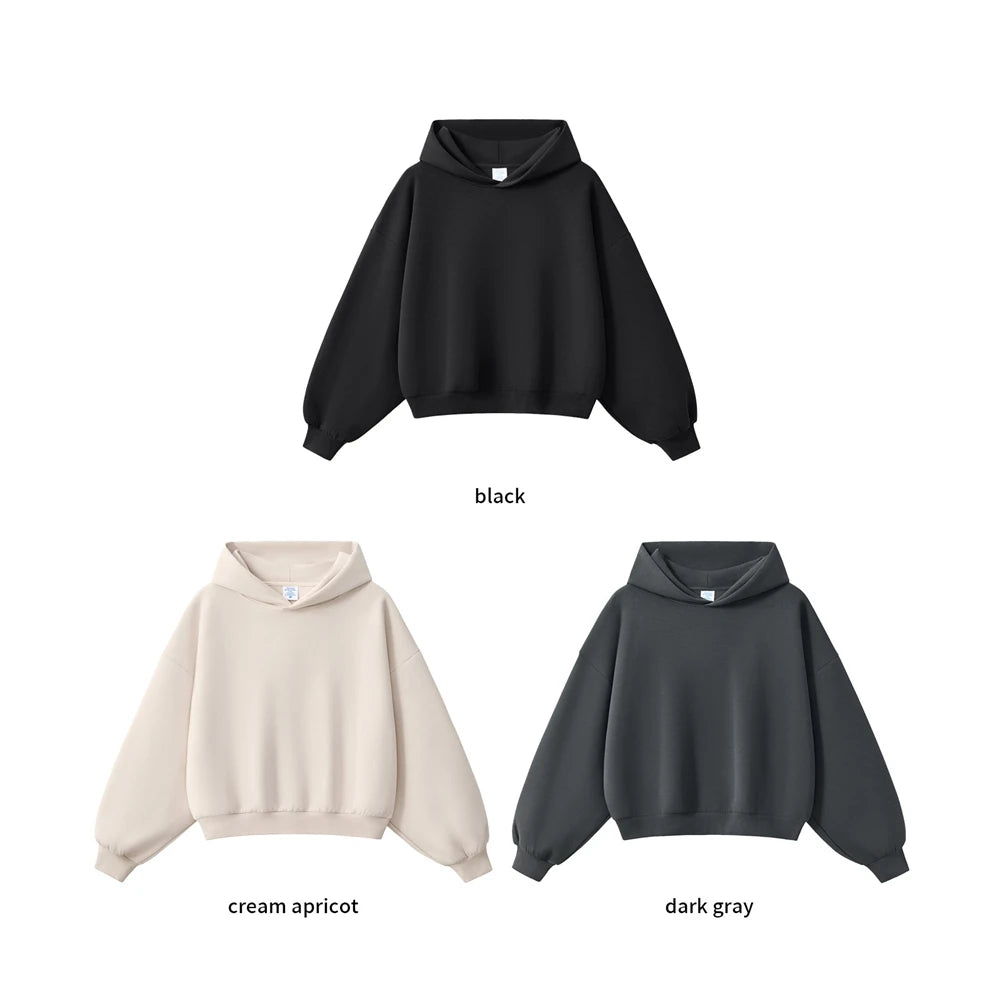 ZODF Trendy Winter 350gsm Solid Fleece Hooded Hoodies For Man Unisex Boxyfit Solid Warm Pullovers Brand Clothing HY0038