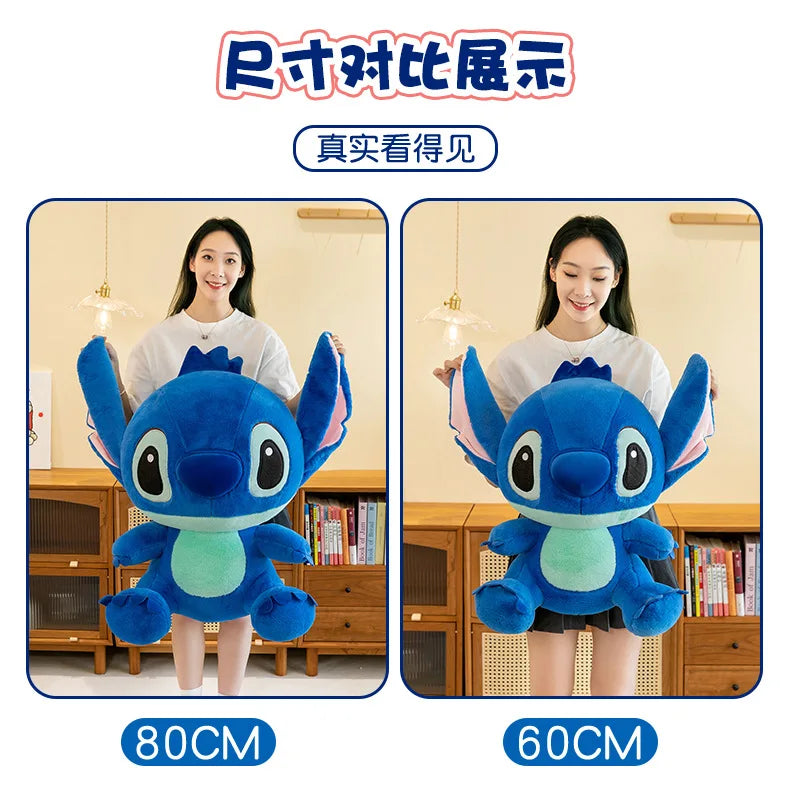 45/60/80CM Super Big Size Disney Stitch Anime Plush Stuffed Doll Kawaii Room Decoration Plushies Children's Pillow Holiday Gifts