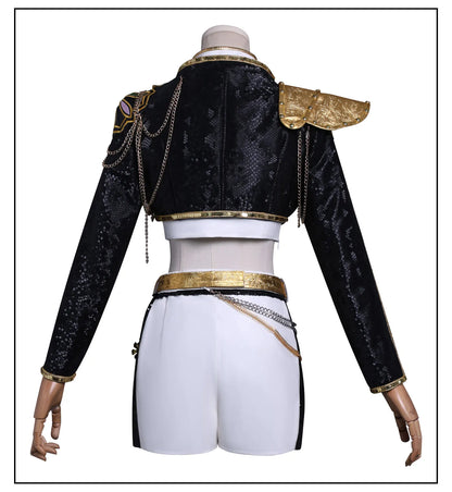 KPop Demon Hunters Rumi Cosplay Costume Black Gold Stage Costume Uniform Huntrix Golden Outfit Halloween Party for Women Girls
