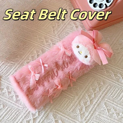 Sanrio Cartoon My Melody Headrest Back Cushion Cartoon Anime Seat Belt Cover Japanese Style Car Accessory Throw Pillow Sofa Bed