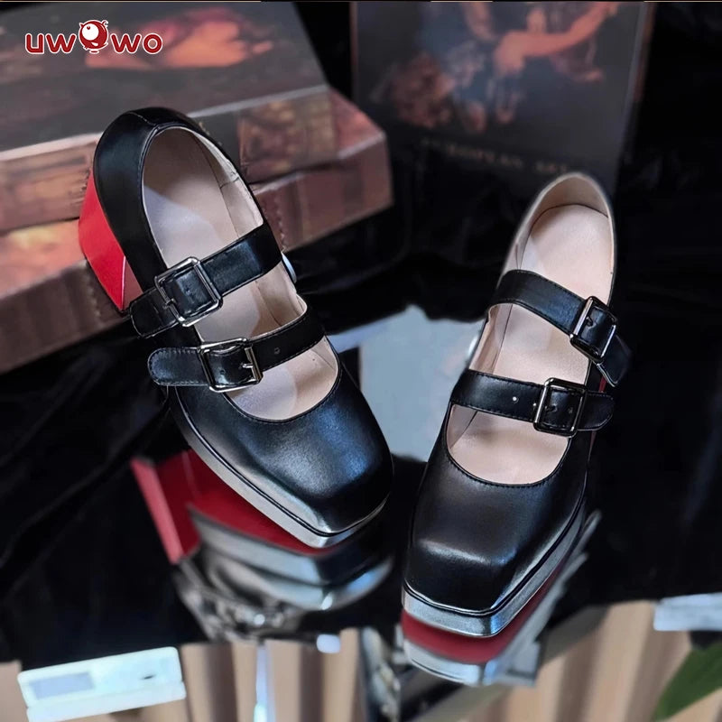 UWOWO  Game Zenless Zone Zero Cosplay /ZZZ Cosplay Ellen Joe Maid Cosplay Shoes Black Red High Heel Shoes Size 35-45