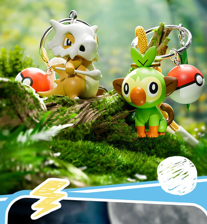 Genuine Pokemon Scorbunny Keychain Grookey Riolu Sobble Wobbuffet Cubone Anime Action Figure Toy Keyring Fragrance Pendant Gift