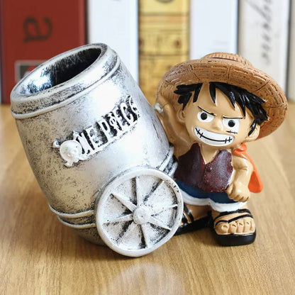 Anime One Piece Luffy Resin Office Pen Holders Collectible Monkey D Luffy 10cm Desk Pencil Pot Holder Action Figure Office Use