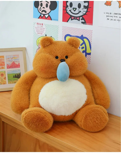 35-45cm Cute Muscle Bear Snot Bear Doll Sitting Posture Pull String Animals Stuffed Toy Soft 24CM Plush Bear Doll Kids Kawaii