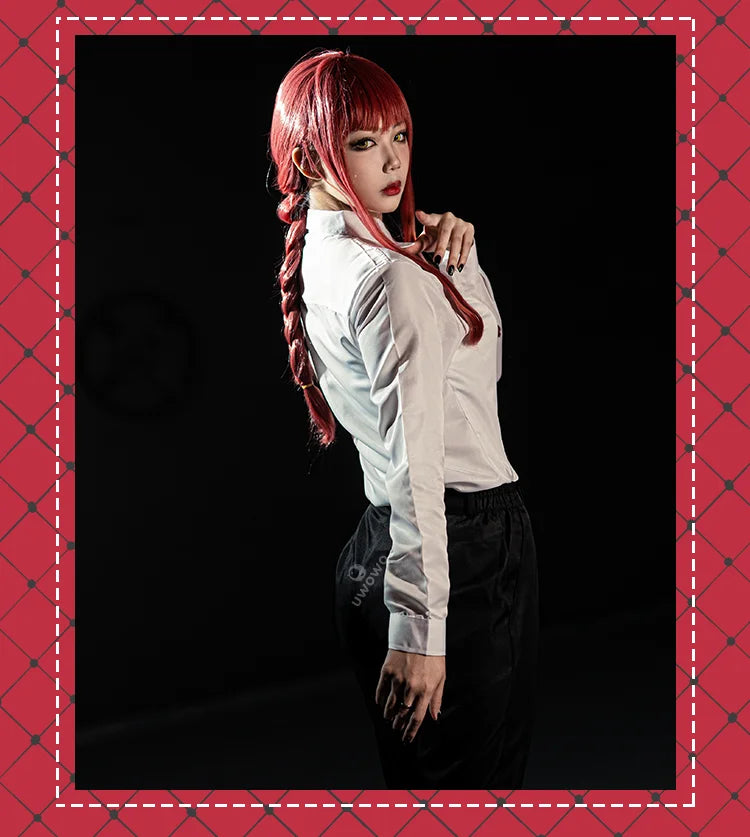 UWOWO Makimaa Cosplay Anime Makimaa Cosplay Costume Black Trench Shirt Tie Pants Men Women Suit Uniform
