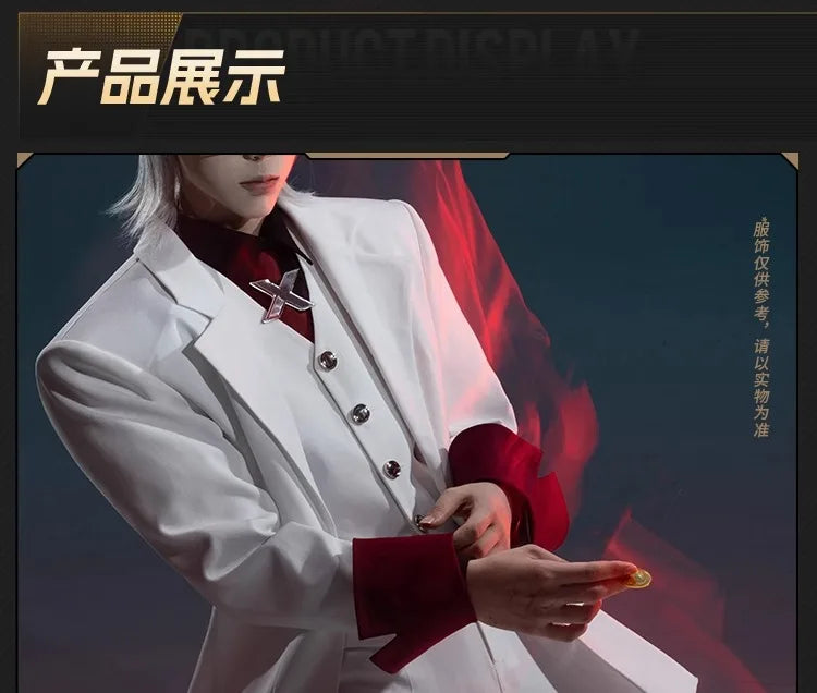 iCoser Anime To Be Hero X Cosplay Costume Wig Hero X Uniform White Suit Orange Glasses Tie Halloween Party for Women Men Props