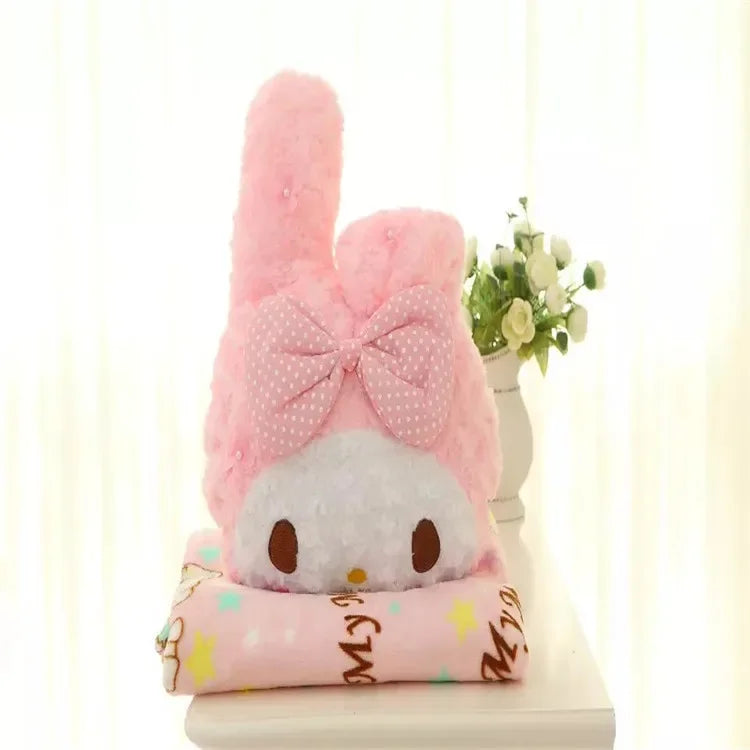 Aoger Kawaii Hello Kitty Rose Velvet Plush Melody Pillow Plushie Toy Soft Pillow Decorative Doll Bedding Kids Birthday Gift