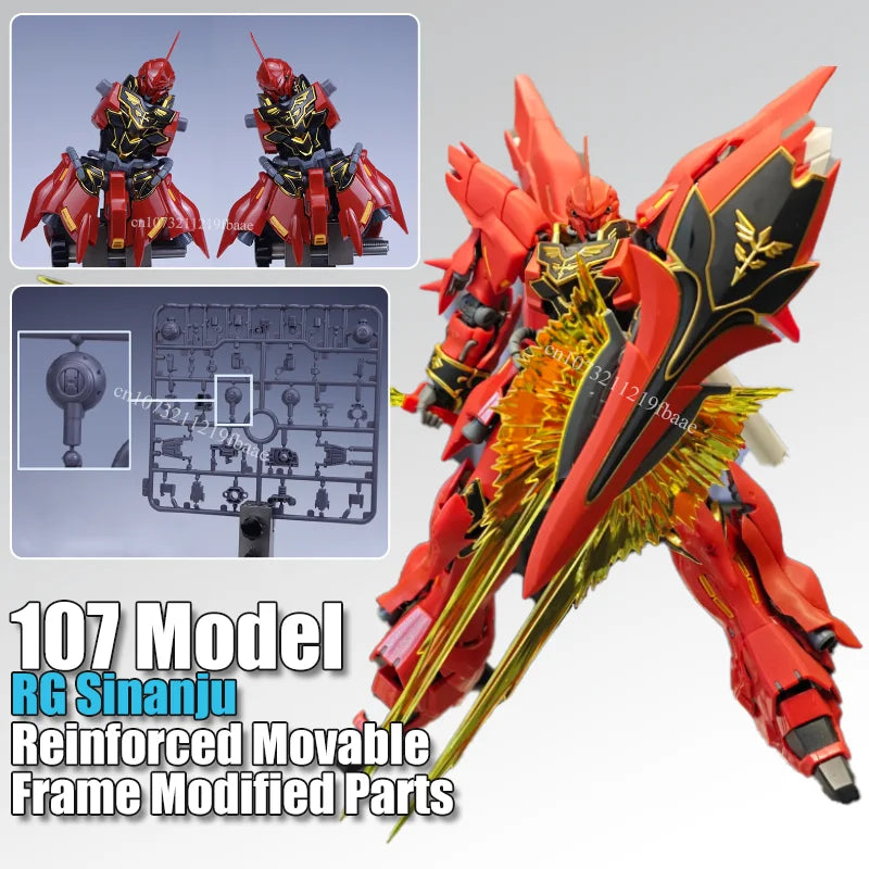 In Stock 107 Model Kits RG Sinanju Reinforced Movable Frame Modified Parts Mobile Suit Model Details Replacement Parts Assembly