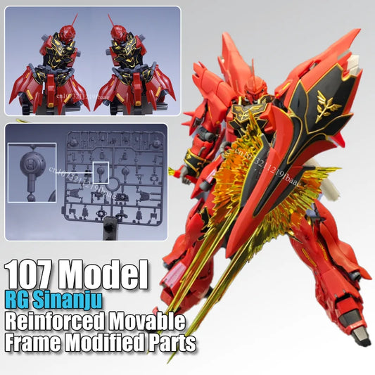 In Stock 107 Model Kits RG Sinanju Reinforced Movable Frame Modified Parts Mobile Suit Model Details Replacement Parts Assembly