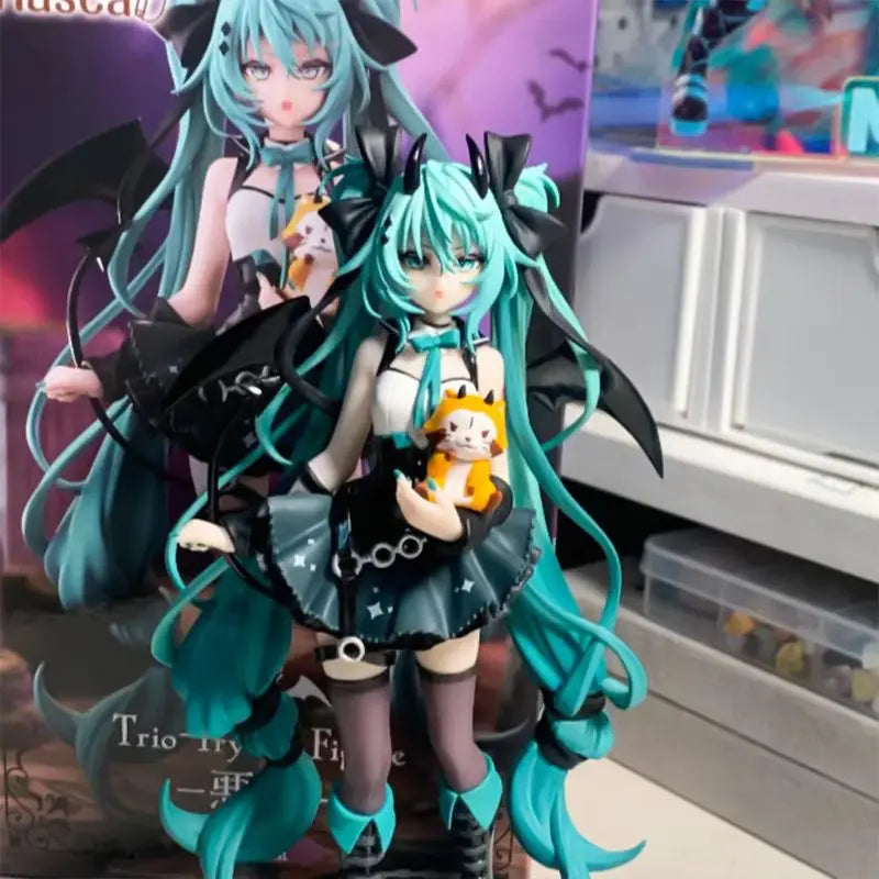19cm Hatsune Miku Anime Little Devil Raccoon Kawaii Action Figure Pvc Doll Model Figure Toys Desktop Decoration Holiday Gift