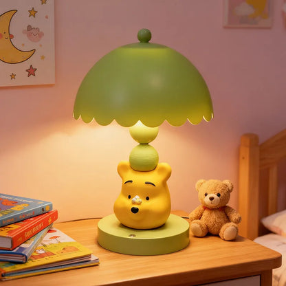 Cute Disney Winnie Pooh Bedroom Bedside Lamp Anime Figure Table Lamp USB Plug 3 Color Dimming Living Room Study Atmosphere Light