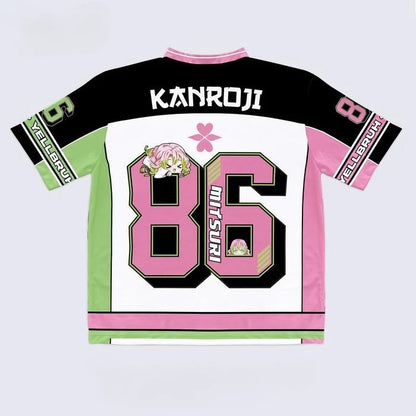 Demon Slayer Mitsuri Kanroji Anime Series Number 86 Jersey Oversize Kpop Baseball Hockey Outfit T-shirt Daily Unisex Tops Tees