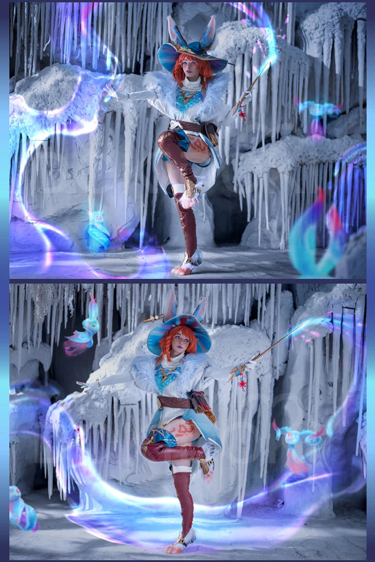 IN STOCK Auroraa Kaynn Cosplay Costume Game Cosplay DokiDoki-R Women Auroraa Witch Costume Mace Hat Ears Props