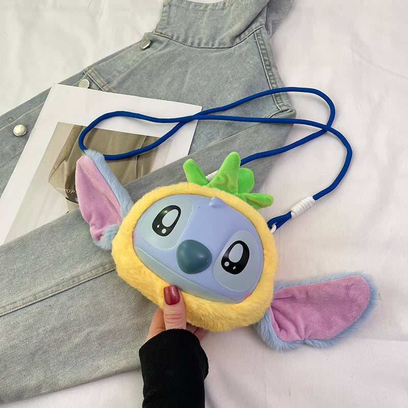 New Disney Stitch Cartoon Plush Backpack Cute Winter Gift For Girls Stuffed Animal Toy Plushie Bag Kids Carry-On Satchel