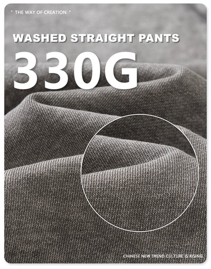 ZODF Retro 2024 Spring Men Washed Cotton Straight Pants Unisex Casual 330gsm Distressed Loose Trousers Brand Clothes HY0830