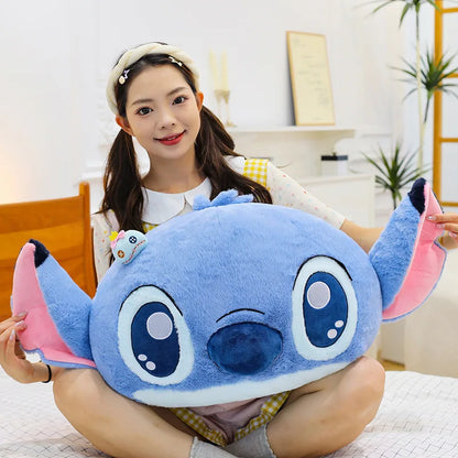 55/80cm Disney Lilo and Stitch Pillow Plush Toy Cartoon Anime Stuffed Kawaii Scrump Stich Doll Plushie Kids Birthday Xmas Gifts