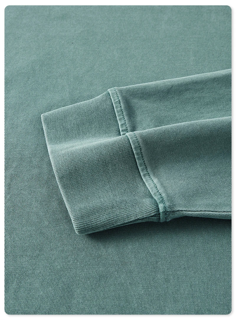 ZODF New Autumn Men's 260gsm 100% Cotton T Shirts Unisex Retro High Street Loose Washed Solid Tees Streetwears HY0376