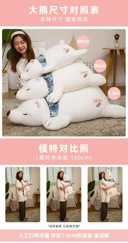 Cute Cartoon Polar Bear Plush Toy Large Animals Stuffed Plushies Dolls Soft Sleeping Pillow Bedroom Decoration Children Gifts