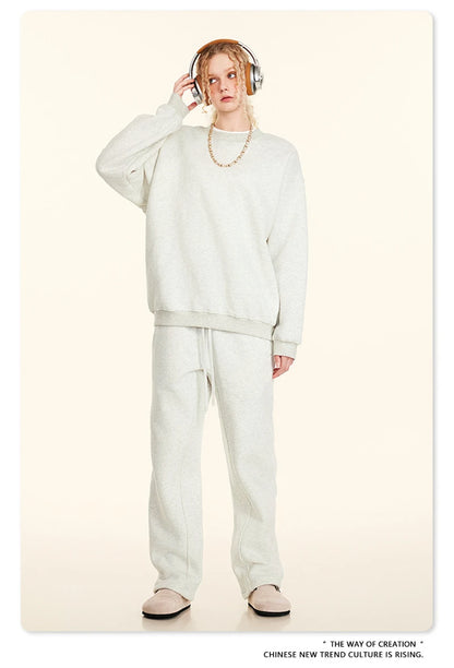 ZODF 2024 Winter Men 345gsm Fleece Sweatshirts Unisex Women Casual Loose Warm Solid O-Neck Pullovers Streetwears HY0865