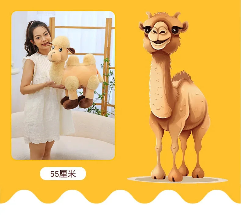 35/55cm Cute Cartoon Camel Plushies Doll Soft Stuffed Animals Plush Toys Home Decor Girls Sleeping Hug Pillow for Kids Xmas Gift