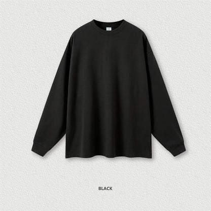 ZODF Autumn Winter 425gsm Long Sleeve T-Shirt American Retro Unisex Loose Heavyweight Basic Cotton T Shirts TEE HY0676