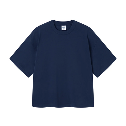 ZODF New Men Summer Boxy 275gsm Cotton T-Shirts Retro Unisex Oversized Short Version Basic T Shirt Brand Tees HY1070