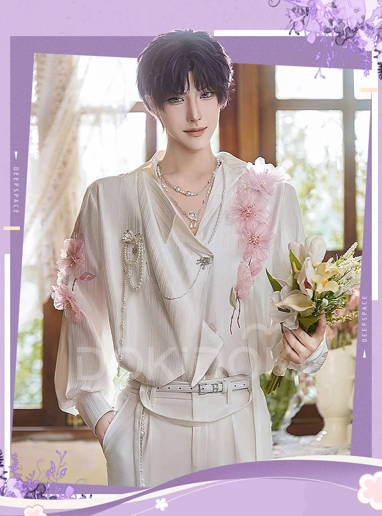 IN STOCK Rafayel Flowering Splendor Cosplay Costume Game Love and Deepspace DokiDoki-SR Men Spring Costume Qiyu Rafayel Flowers