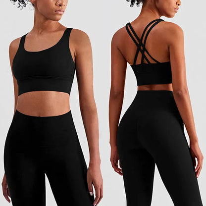 2 Piece Women’s Yoga Tracksuit Athletic Wear Pilates Fitness Suit Gym Workout Push-Up Sports Bra and Leggings Set