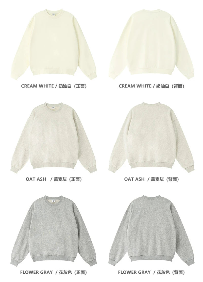 ZODF Fashion Autumn Men Solid 360gsm Sweatshirt Unisex Solid Loose Sport O Neck Pullovers Brand Clothes HY0938