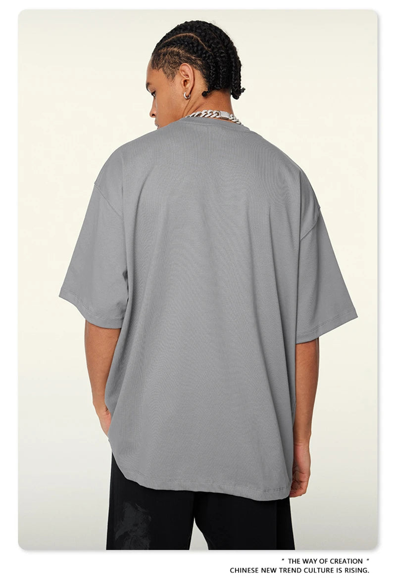 ZODF 2024 Heavy-Weight 345gsm Basic Solid T-Shirts For Men Unisex Women Summer Loose 100% Cotton T Shirt Brand Clothes HY0771