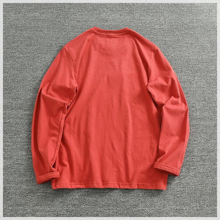 Autumn New American Retro Long-sleeved O-neck Letter Printed T-shirt Men's Fashion Simple 100% Cotton Washed Casual Sport Tops