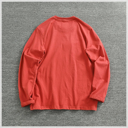 Autumn New American Retro Long-sleeved O-neck Letter Printed T-shirt Men's Fashion Simple 100% Cotton Washed Casual Sport Tops