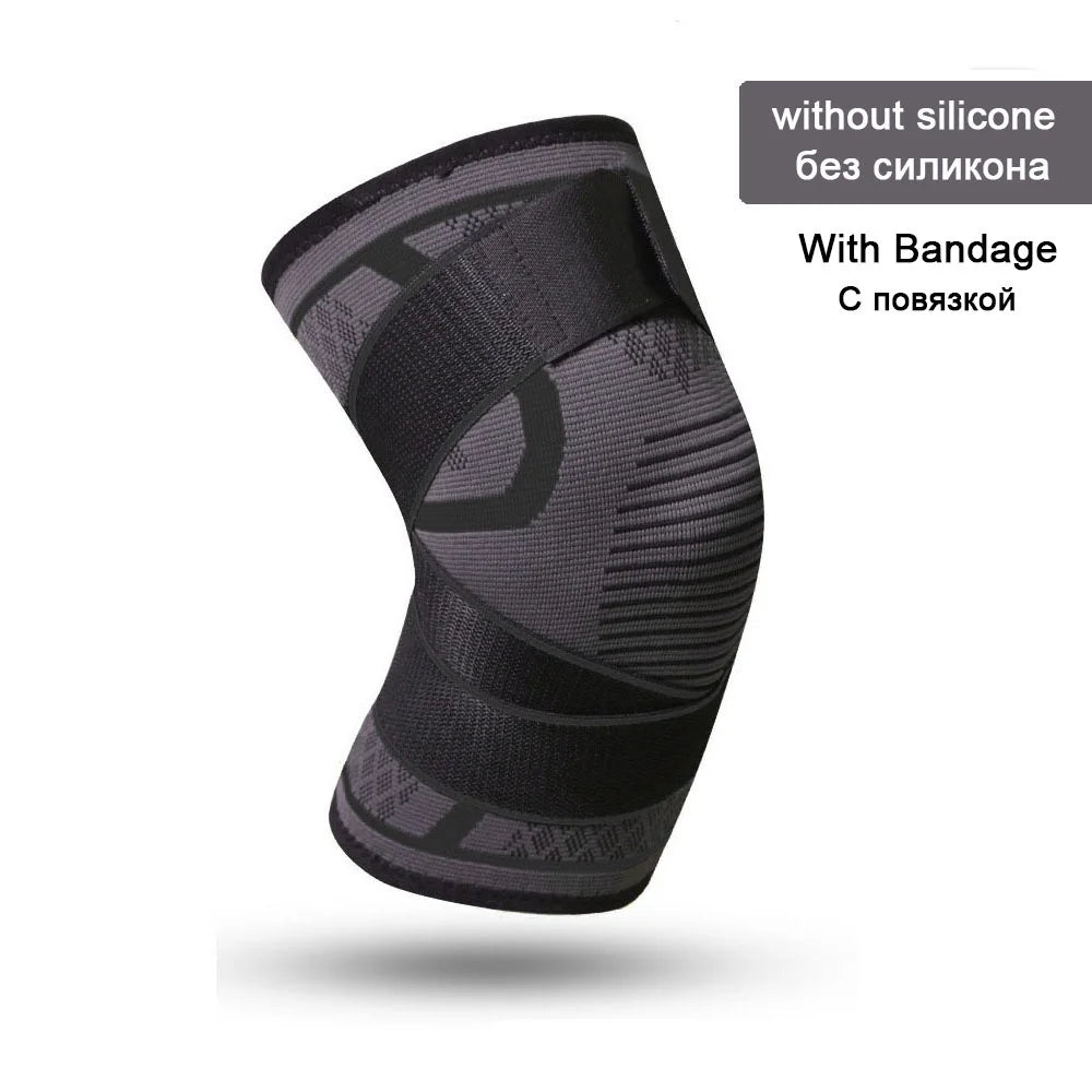 1pc Dual-Purpose Pressurized Knee Pad with Detachable Strap for Fitness Running and Pain Relief - black / L