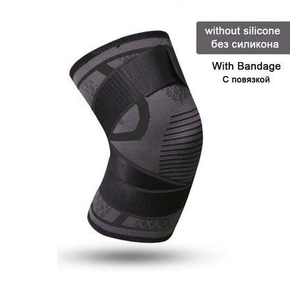 1pc Dual-Purpose Pressurized Knee Pad with Detachable Strap for Fitness Running and Pain Relief - black / L