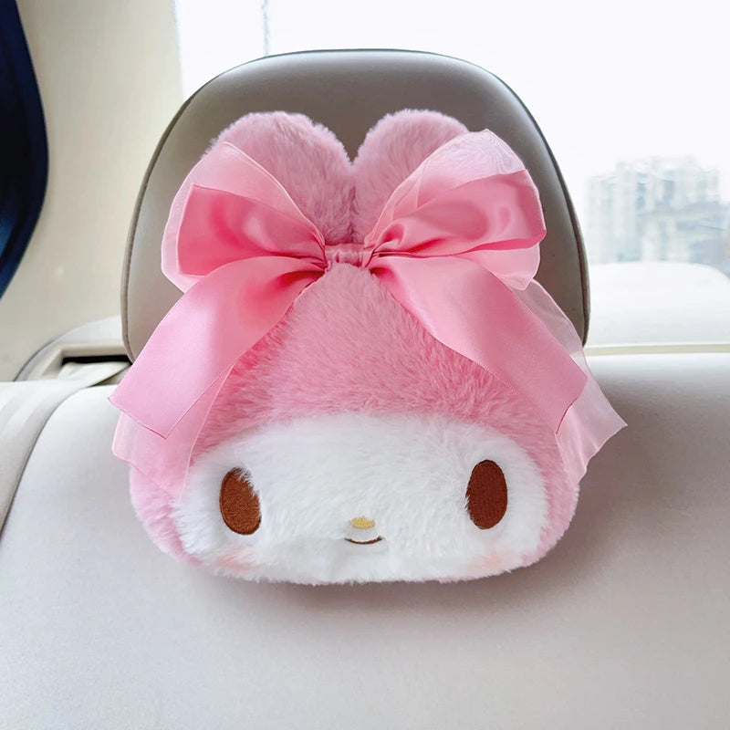 Sanrio Cartoon My Melody Headrest Back Cushion Cartoon Anime Seat Belt Cover Japanese Style Car Accessory Throw Pillow Sofa Bed