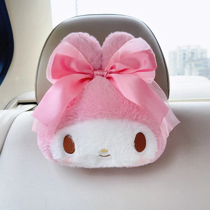 Sanrio Cartoon My Melody Headrest Back Cushion Cartoon Anime Seat Belt Cover Japanese Style Car Accessory Throw Pillow Sofa Bed