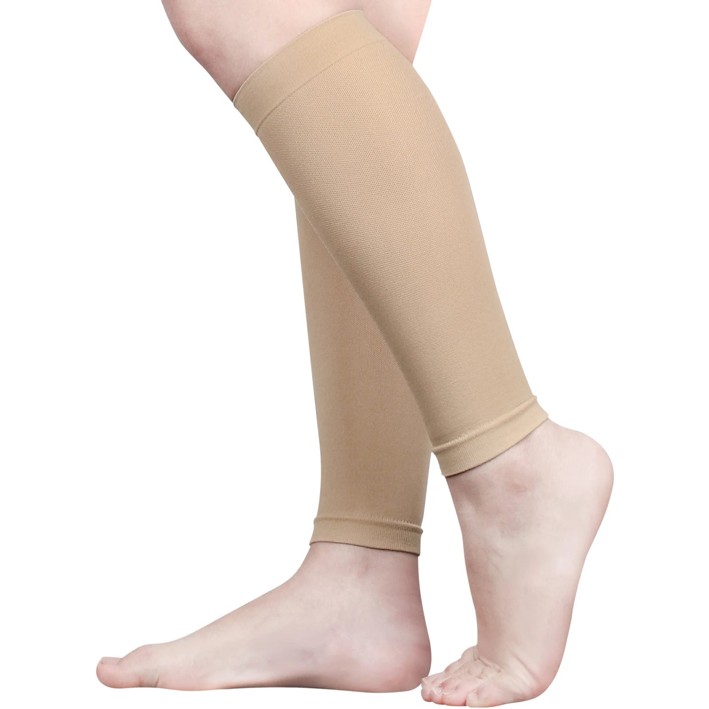 Breathable Elastic Compression Calf Support Sleeves 1 Pair for Football Cycling Running Jogging Men Women - Skin / XL