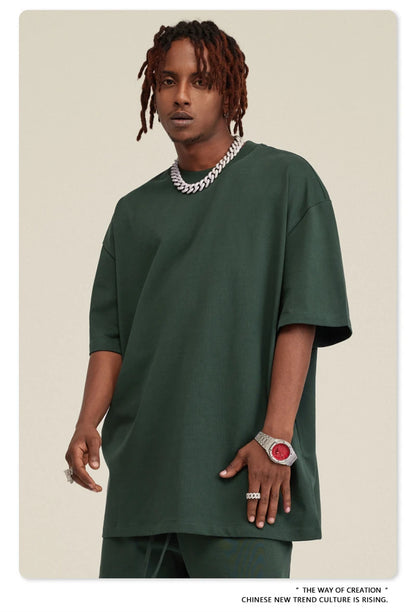 ZODF New 2025 Heavy Weight 305gsm Solid Cotton T Shirts For Men Unisex Summer Oversized Noshrink Basic T-Shirt Brand Tops HY0475