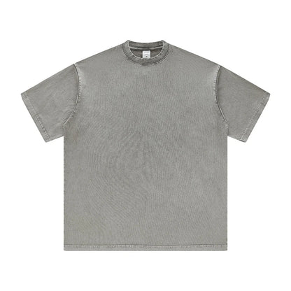 ZODF Men's Summer Batik Washed 250gsm T Shirts Retro Vintage Unisex Basic Loose Solid Cotton T-Shirt Brand Tops 2024 New HY0753