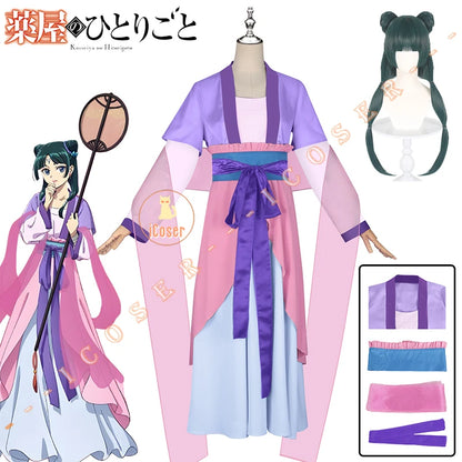 Anime The Apothecary Diaries Maomao Cosplay Costume Dress Wig Purple Pink Dress Kusuriya No Hitorigoto Halloween for Women Props