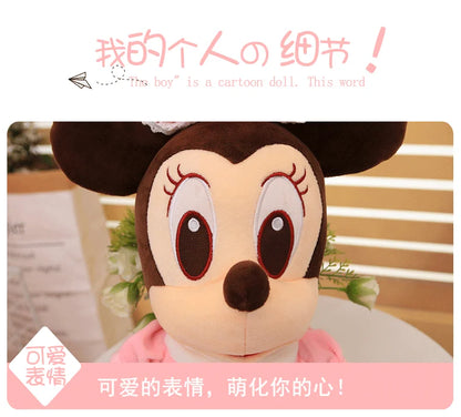 Disney 110cm Kawaii Mickey & Minnie Plush Pillow Set - Wedding Dress Stuffed Animals Soft Hugging Toy for Girls Gift Room Decor