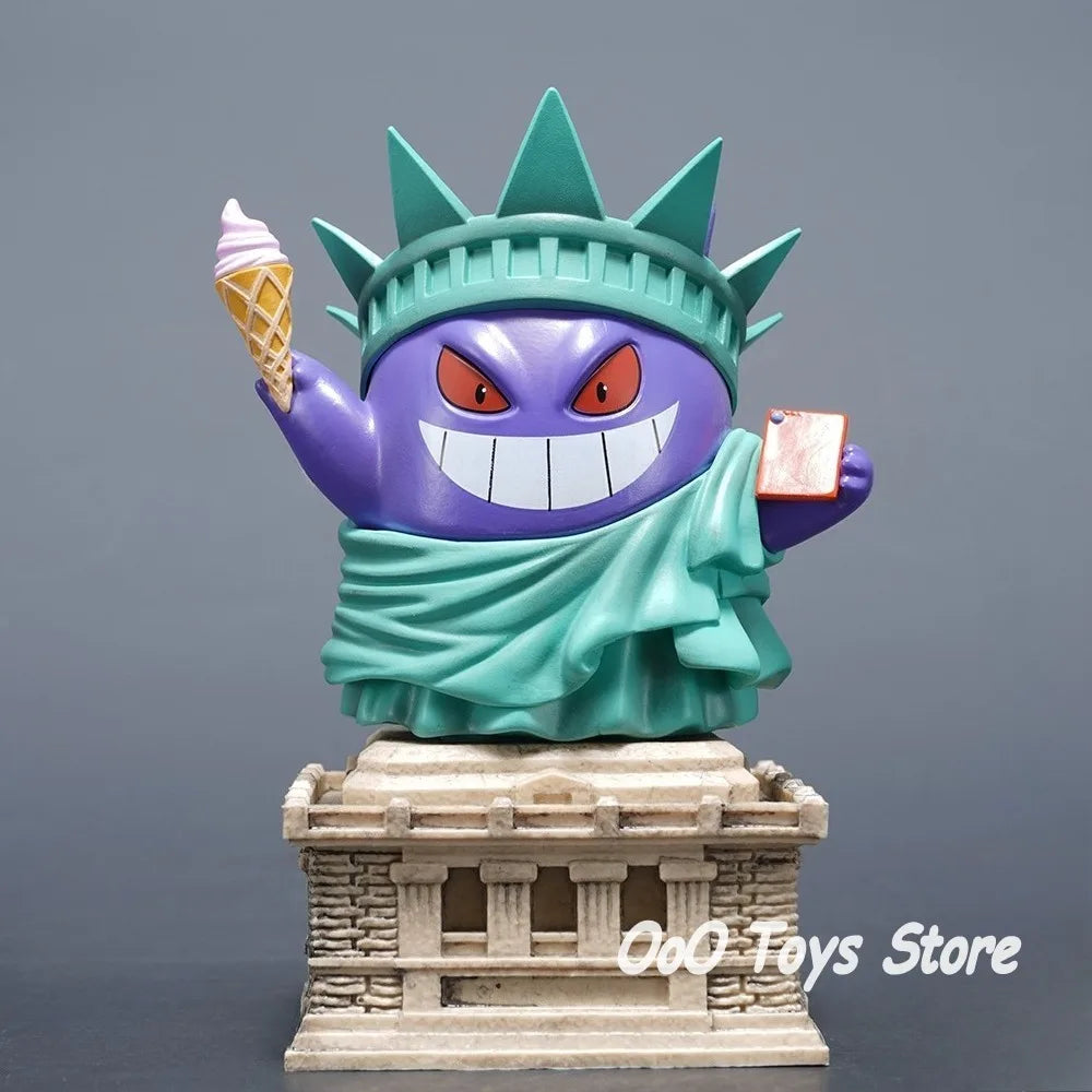 14cm Pokemon Gengar PVC Figure Anime Cosplay Statue of Liberty Model Collectible Toy Christmas Gift - No retail box