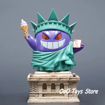 14cm Pokemon Gengar PVC Figure Anime Cosplay Statue of Liberty Model Collectible Toy Christmas Gift - No retail box