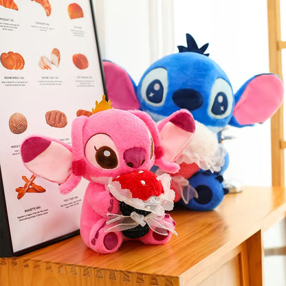 30/70CM Lilo and Stitch Disney Plush Toys Anime Cartoon Stuffed Xmas Rose Bouquet Angel Stich Doll Plushie Kids Birthday Gifts