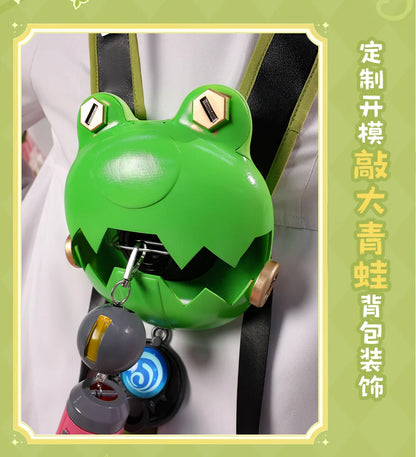 Genshin Impact Aino Cosplay Costume Wig Uniform Headwear Frog Backpack Clink-Clank Krumkake Craftshop Halloween for Women Girls