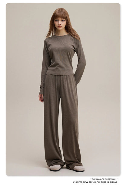 ZODF Women 2025 Solid Comfortable Loose Pants Girls Female 275gsm Solid Wide Lge Straight Trousers Brand Bottoms HY1137