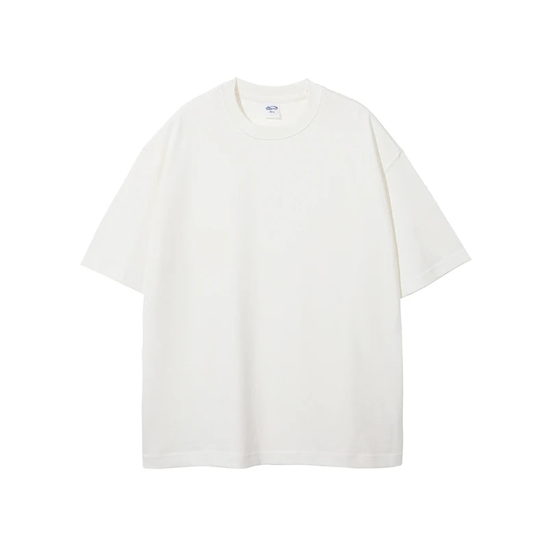 ZODF Summer Men 100% Cotton Solid Oversized Heavyweight 305gsm No-Shrink T-Shirt HY0165 - WHITE / M / China Mainland